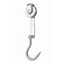 Galvanized pulley with AISI 304 stainless steel hook, ø 80 wheel with bearing.