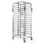 Trolley for trays, 10 or 15 levels of 90 mm, stainless steel AISI 304.