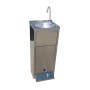 Small column washbasin with waste bin, foot operated, 2 flushes