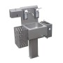 Fully equipped sink with pedestal and rear wall, 530/950x450x1450h, AISI 304 stainless steel.