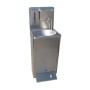 Hand sink equipped with foot-operated soap and napkin dispensers, 2 water