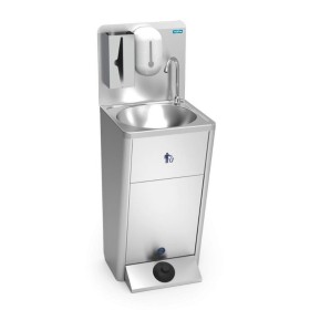 Mobile stand-alone hand basin with wheels, clean/dirty water 11+11L