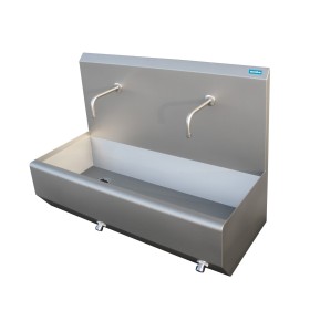 Wall-mounted washbasin, with knee operation