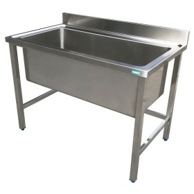 Évier sur pieds, 4 tailles au choix x850h, 1 seau profondeur 350mm, acier inox AISI 304