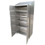 Multipurpose cabinet with 2 doors and 4 shelves, 1mm AISI 304 stainless steel. 4 widths to choose from, 480x2010h.