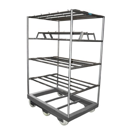 Carrinho Butcher RACK com 4 níveis, 5 barras por nível e 5 espigões por barra intercalados