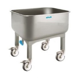 Bucket trolley with swivel wheels, 2 of them with brakes, 1"