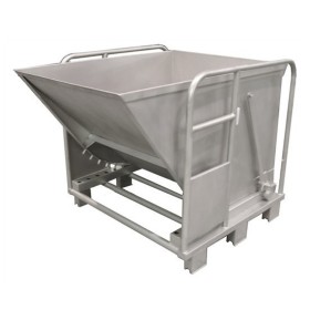 Contentor basculante empilhável de 600L, 970x1300x1110h carga máxima 1000 kg em aço inoxidável AISI 304.