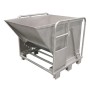 Stackable 600L tipper container, 970x1300x1110h, maximum load 1000 kg, AISI 304 stainless steel.