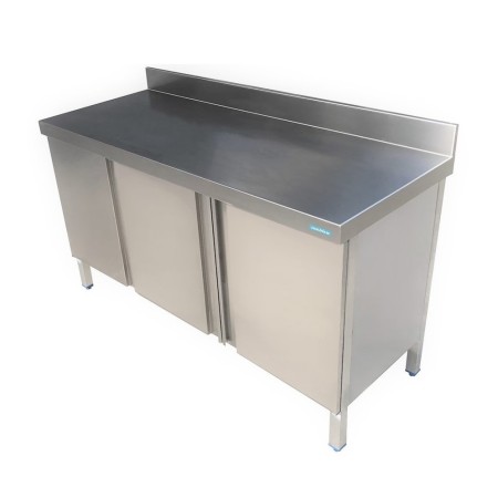 Wall table with sliding doors and 1 shelf, AISI 304 stainless steel. (10 dimensions).