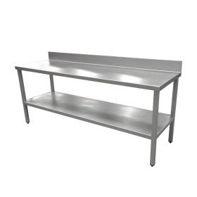 Mesa de parede com 1 prateleira, (12 dimensões) x850h, aço inoxidável AISI 304.