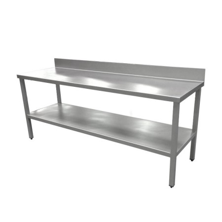 Mesa de pared con 1 estante, (12 dimensiones) x850h, acero inoxidable AISI 304.