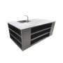 Island model central table with sink, extendable faucet, shelves and drawers for kitchen/dining room