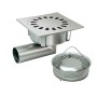 drain 250x250x175h with basket, side outlet d80, stainless steel AISI 304.