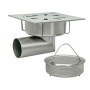 Drain 300x300x240h with basket, side outlet d110, AISI 304 stainless steel.