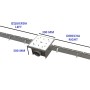 100 h gutter water evacuation line with square drain, lateral outlet d110 with basket, AISI 304 stainless steel.