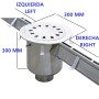 Línea de evacuación de agua, con drenaje redondo, salida vertical d110, con cesta, acero inoxidable AISI 304.