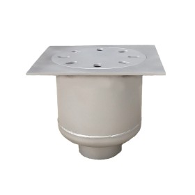 Round drain 300x300x210h with basket and vertical outlet d110 stainless steel AISI 304 (cover/grid).