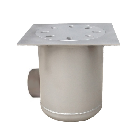 Round drain 300x300x210h with basket and side outlet d110 AISI 304 stainless steel (cover or grate).