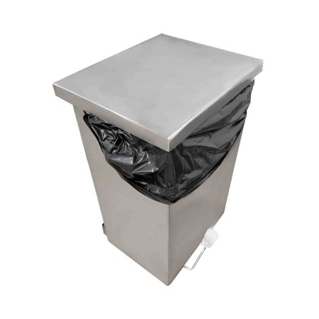 22L waste container with pedal-operated lid, 290x280x420h, AISI 304 stainless steel.